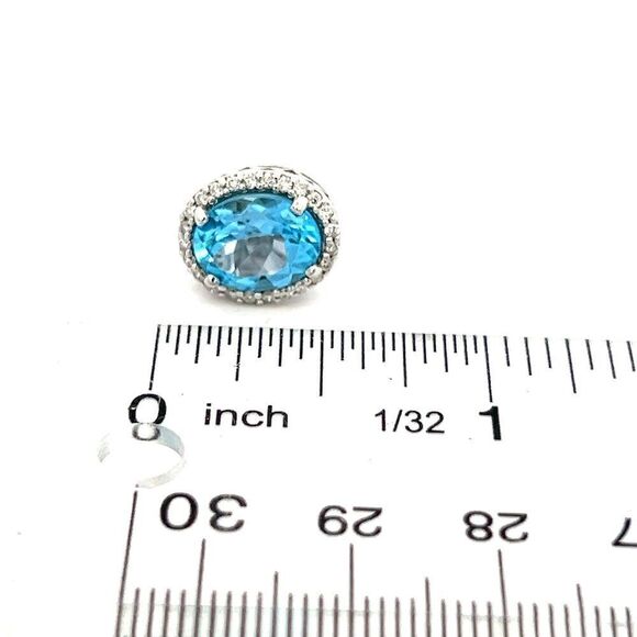 Natural Topaz Diamond Stud Earrings 14k W Gold 6.98 TCW Certified $3,950 311647 - Picture 8 of 9